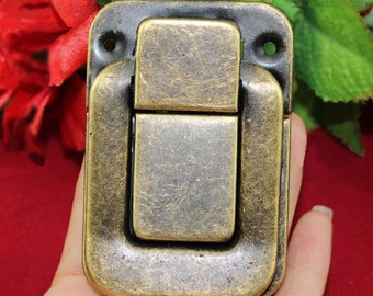 Jahrgang Riegel Geschenk Bronze Metall Kastenschloss fangen Verriegelungen für Leder Tasche Koffer Schnalle Verschluss - 55x80mm(2.2"x3.15") - h51