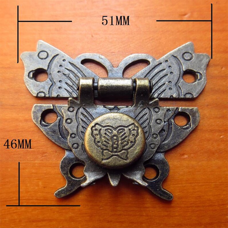 1 or 4 Butterfly Shape Hasp Wooden Box Classical Metal Lock Catch Latches for Gift Box Suitcase Buckle Clasp Hardware 251x46mm h23 image 4