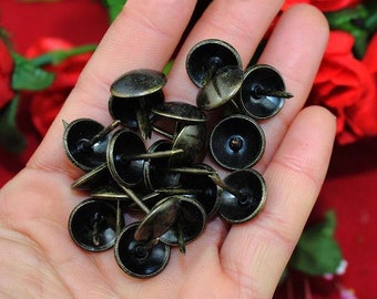 50 or 400 Round Head Tacks - Bronze Color Upholstery Vintage Nail Decorative Furniture Stud - 0.55"x0.8"(14x20mm ) - n4