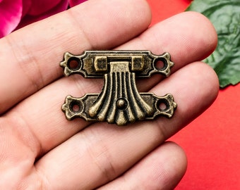 5 Flower Hasps - Vintage Alloy Lock Catch Latches for Gift Box Bag Buckle Clasp Hardware - 1.45"x1"(37x27mm) - h80