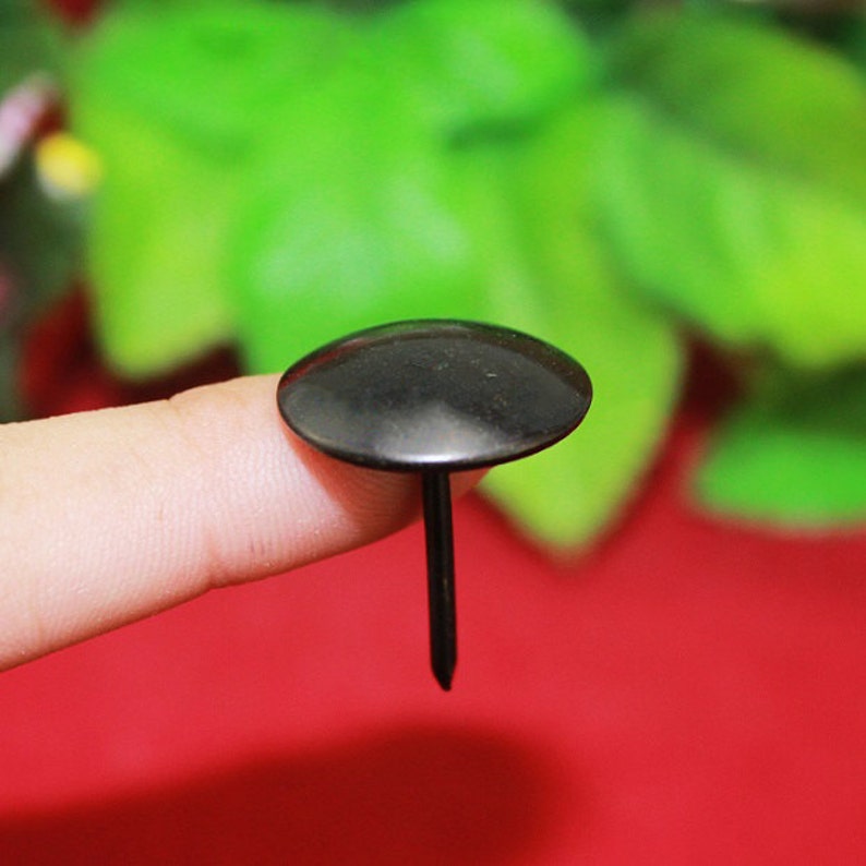 50 Black Domed Tacks Iron Finish Decorative Nails Round Pins For Furniture Repair Leather Wood Craft DIY 0.6620mm n21 image 2