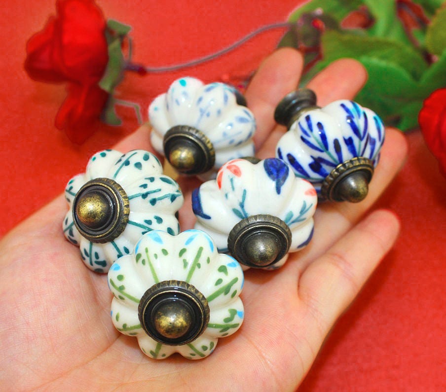 Perillas de calabaza de cerámica Cajón redondo de un solo | Etsy