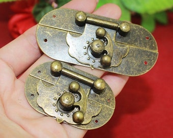 Retro-ovale Hasp – Bronze fangen Riegel aus Holz Box Legierung verstecken Schnallen Verschluss – 1.85"/2.5"(47mm/65mm) – h177