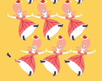 Christmas Card - "Nine Ladies Dancing" - 12 Days of Christmas Collection