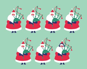 Christmas Card - "Eleven Pipers Pipping" - 12 Days of Christmas Collection