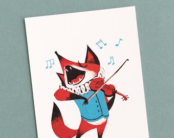 Mini Art Print - Singing Fox