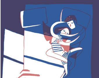 Big Art Print - Couple in Bed