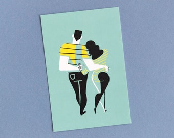 Mini Art Print  - "Couple Embrace"