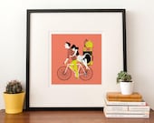 Big Art Print - Couple on Bicycle