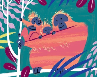 Orangutans - Medium Art Print