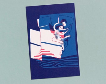 Mini Art Print - Couple in Bed