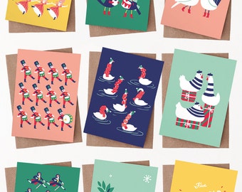 12 Days of Christmas -  12 Greeting Cards with envelopes