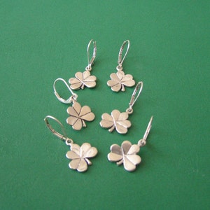 Sterling Silver Shamrock Earrings, Shamrock Earrings, Sterling Silver Four Leaf Clover Earrings, Vintage Silver Shamrock Earrings