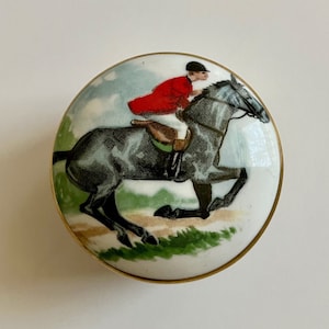 Hunt Scene Trinket Box/Hunting Scene Lidded Trinket Box/The HUNT/Crown Staffordshire Fine Bone China England Lidded THE HUNT Trinket Box