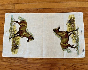 TEXTILIMPEX Tea Towel/Horses Tea Towel/PALOMINO Horse Tea Towel Pure Linen Made in Poland/Vintage Horse Tea Towel/PALOMINO Horse Towel