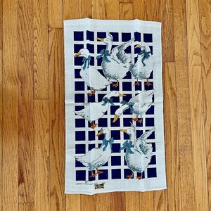 DUCKS Tea Towel/Linen DUCKS Tea Towel Designed by Gordon Fraser Gallery/Tea Towel DUCKS with Blue Bows/Kay Dee Pure Linen Ducks Tea Towel