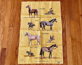 Serviette Sam Savitt aristocrats/torchon chevaux lin irlandais/aristocrates par Ulster NOS avec étiquette originale/serviette cheval Savitt/serviette cheval lin lin