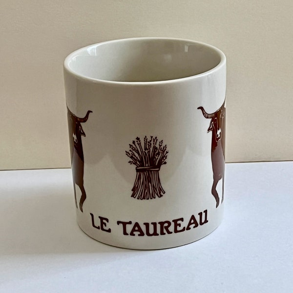 Taylor and Ng Coffee Mug/1979 BROWN LE TAUREAU Mug/Vintage Le  Taureau 1979 Taylor and Ng Mug/Taylor Ng Bull Mug Signed Win Ng/Taylor Ng Mug