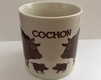 Taylor and Ng Coffee Mug/1979 Brown COCHON Mug/Vintage COCHON 1979 Signed by Win Ng Mug/Taylor Ng Mug