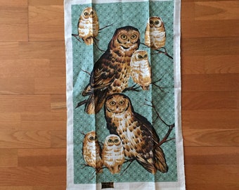 Linen Tea Towel/OWL Tea Towel by Kay Dee/Kay Dee OWLS Linen Tea Towel New Old Stock/OWL Tea Towel/Kay Dee Owl Towel All Linen with Tags