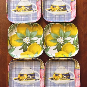 Vintage MEBEL Melamine Trays, Made in Italy, MEBEL Lemon Trays, Melamine Snack, Trinket Trays, Melamine MEBEL Made in Italy Trays