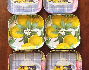 Vintage MEBEL Lemon Melamine Trays, Made in Italy
