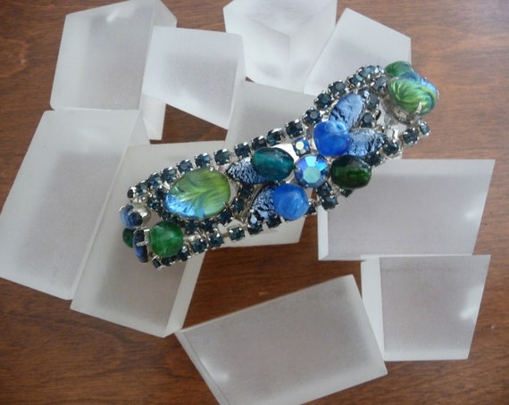 Weiss Blue Rhinestone Bracelet/Vintage Weiss Blue… - image 3