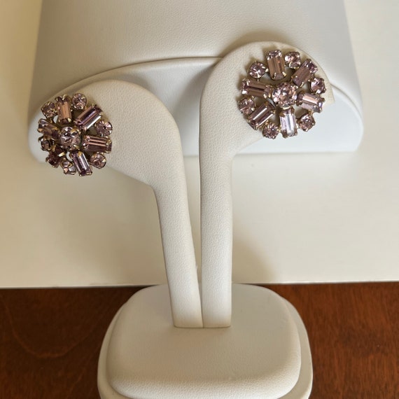 Weiss LILAC Rhinestone Earrings/Weiss Lilac Clip … - image 2