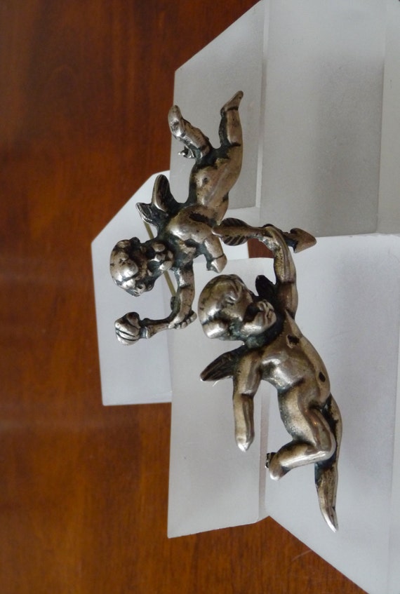 Sterling Silver Cherub Pins, Sterling Love Pins, … - image 2