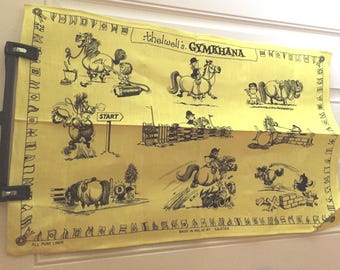 Vintage Thelwell Gymkhana Tea Towel: Ulster Linen, Signed