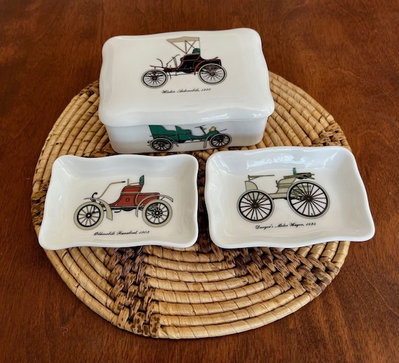 Crown Staffordshire Trinket Box/Crown Staffordshire Cars Trinket Box/Vintage Crown Staffordshire Trinket Dish/Crown Staffordshire Tray Box
