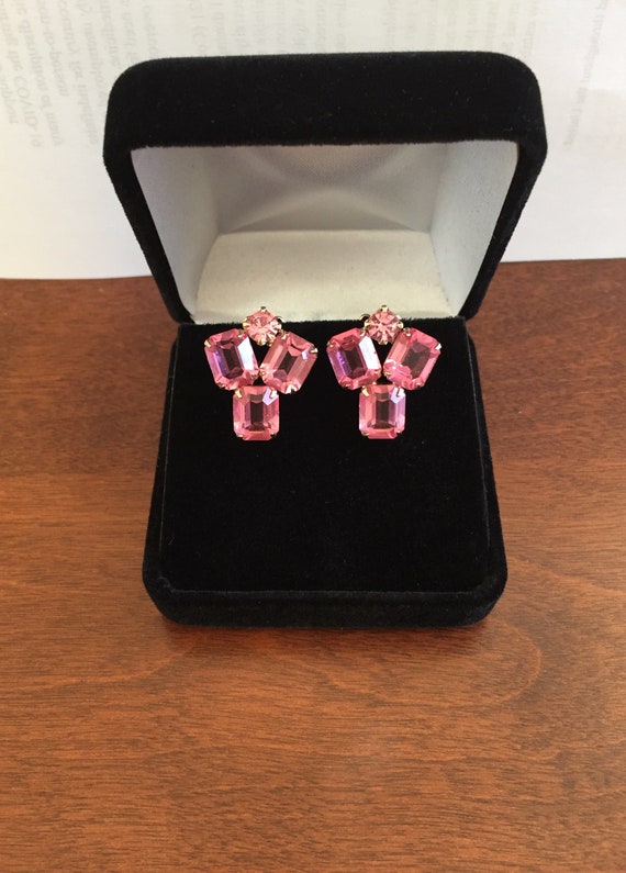 Weiss Pink Rhinestone Earrings, Weiss Pink Earring