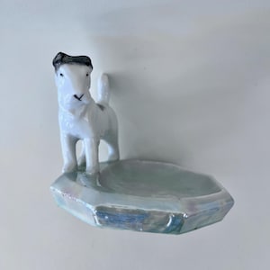 Vintage Terrier Dog Japan Lusterware Trinket Dish, Lusterware Japanese Terrier Trinket Dish, Lusterware Trinket Dish, Dog Tray Trinket Dish