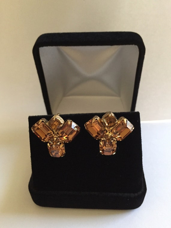 Weiss TOPAZ Rhinestone Earrings, Weiss Rhinestone 