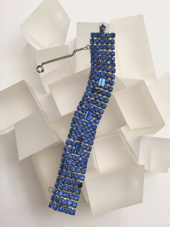 Weiss Blue Rhinestone Bracelet/Vintage Weiss Mont… - image 5
