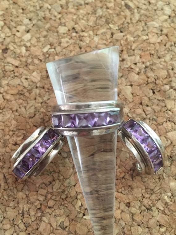 Amethyst Earrings/Amethyst Ring/Sterling Amethyst