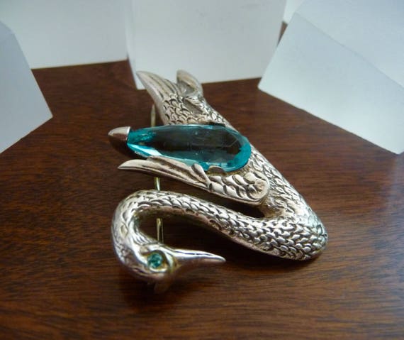 Vintage Swan Brooch Pin, Sterling Silver Swan wit… - image 4