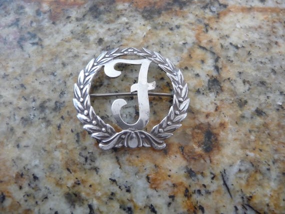 Sterling Silver Initial Pin, Sterling Silver Init… - image 1