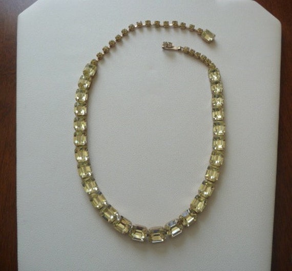 Weiss Yellow Rhinestone Necklace/Weiss Pale Yello… - image 4