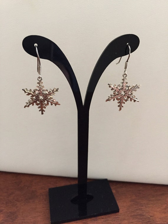 Vintage Sterling Silver Snowflake Earrings, Sterling Silver Snowflake Earrings,Vintage Silver Snowflake Earrings,Sterling Snowflake Earrings