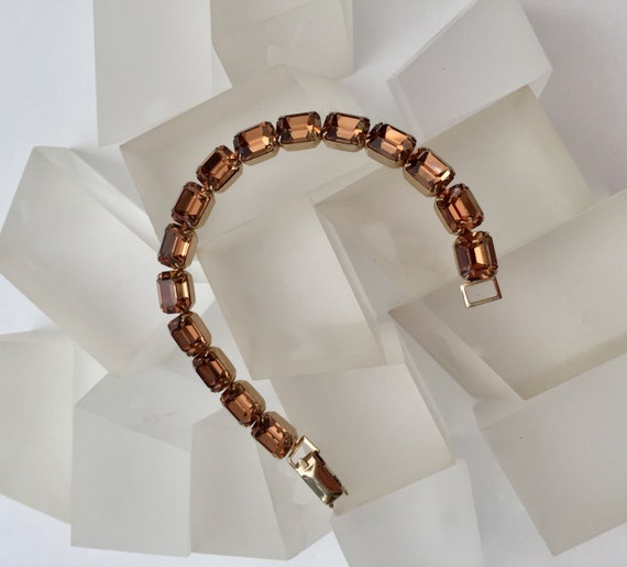 Weiss Topaz Rhinestone Bracelet/Vintage Weiss Lt Topaz Rhinestone Bracelet/Weiss Emerald Cut Topaz Rhinestone Bracelet/Weiss Bracelet/Weiss
