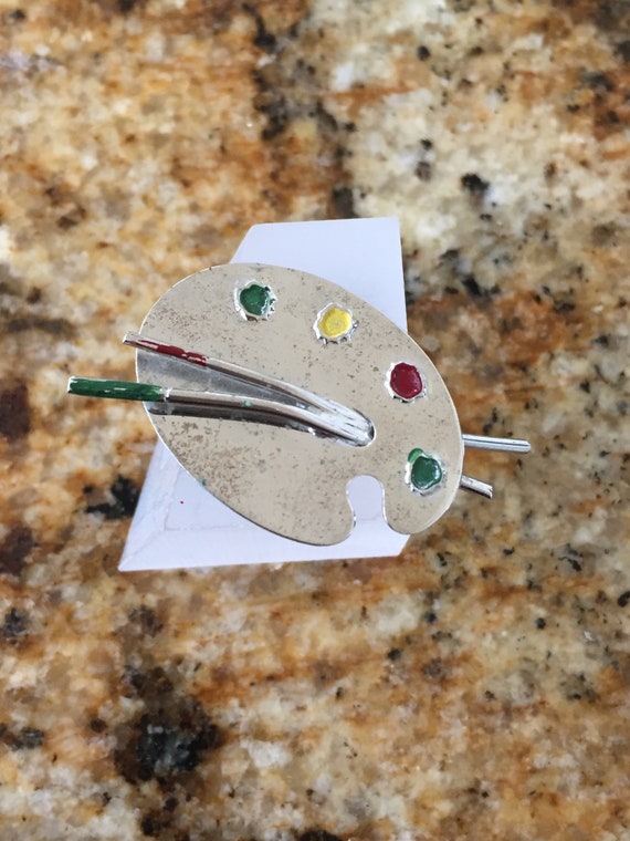 Beau Sterling Painter's Palette Pin/Sterling Beau 