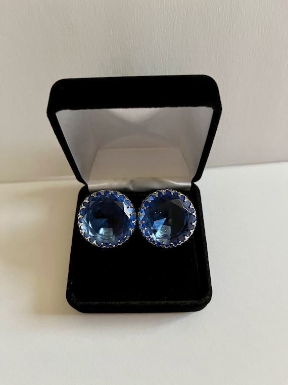 Weiss BLUE Rhinestone Earrings/Weiss BLUE Cabochon