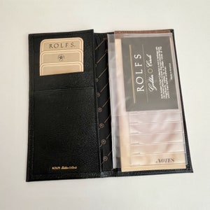 Secretaria de bolsillo ROLFS vintage, Cartera Rolfs vintage, Cartera negra ROLFS vintage, Colección Rolfs Golden Circle O, Secretaria de bolsillo Rolfs 63708