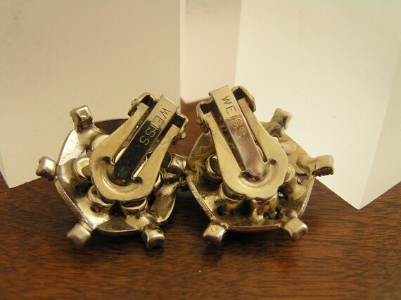 Vintage Weiss Purple Earrings/Weiss Rhinestone En… - image 3