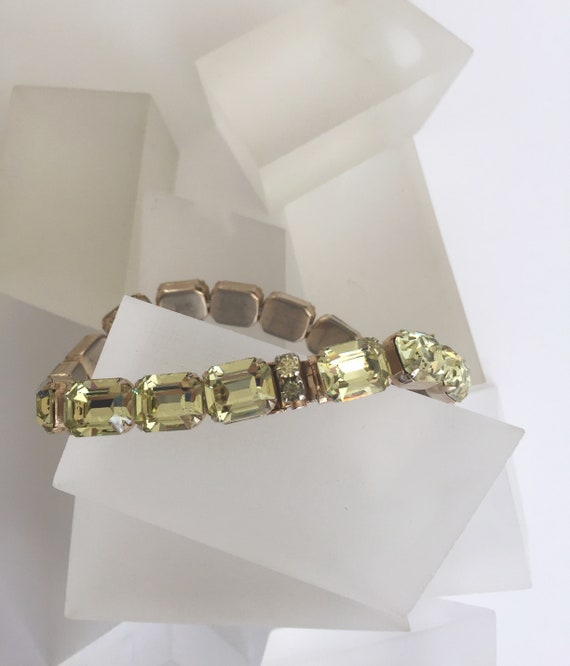 Weiss Yellow Rhinestone Bracelet/Vintage Weiss Ye… - image 7