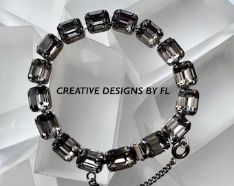 Pulsera de diamantes de imitación Weiss/Pulsera de diamantes de imitación Weiss gris ahumado/Pulsera de diamantes de imitación Weiss gris/Pulsera de diamantes de imitación Weiss gris corte esmeralda
