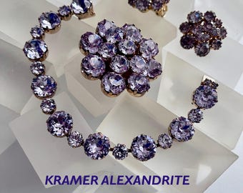 Pulsera, broche y pendientes de alejandrita KRAMER, pulsera, broche y pendientes que cambian de color KRAMER