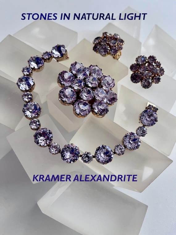 KRAMER Alexandrite Bracelet, Pin and Earrings, KRAMER Color Changing Bracelet, Pin and Earrings