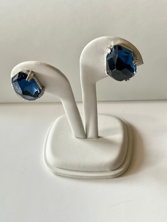 Weiss BLUE Rhinestone Earrings/Weiss BLUE Abstrac… - image 9